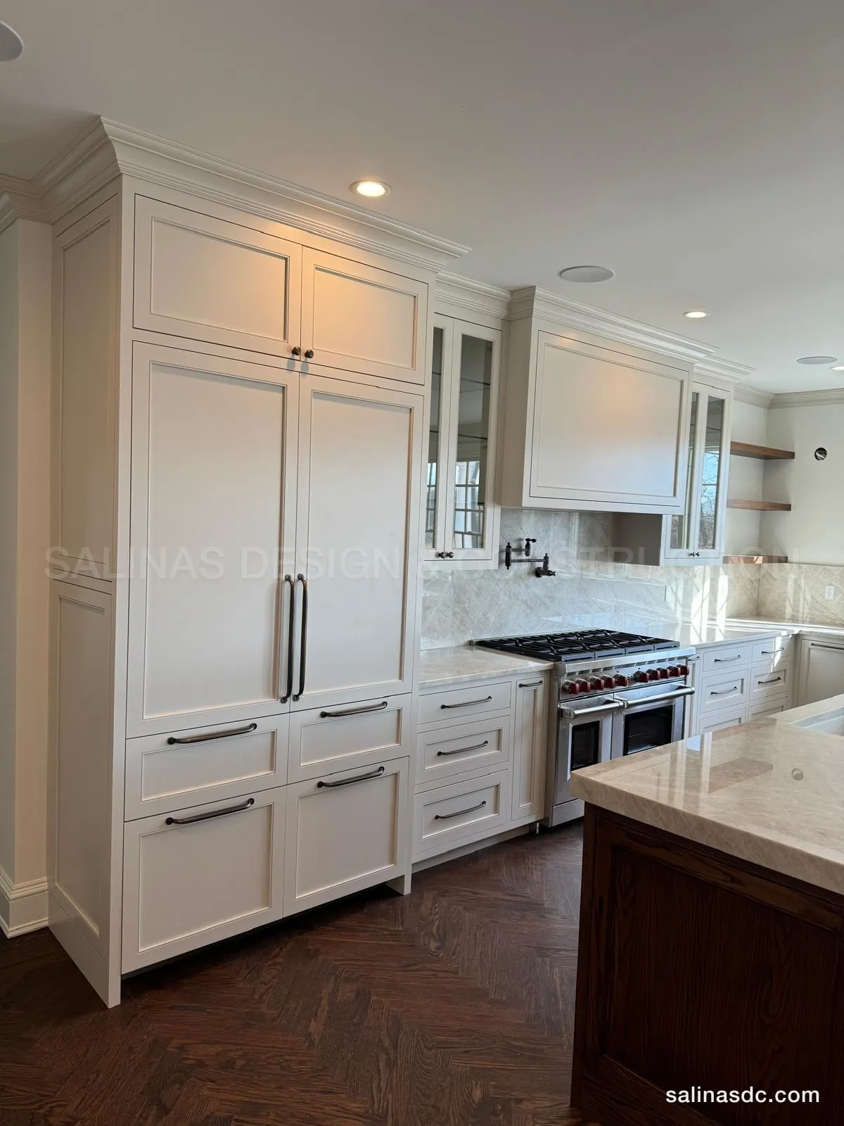 Custom cabinetry built and installed by Salinas Design and Construction in Weston, Connecticut. Singing Oaks Dr, photo 7 of 8.